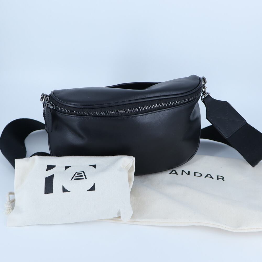 Andar Original Waymaker Crossbody Bag Jet Black Oil Waxed Leather - Picture 3 of 13